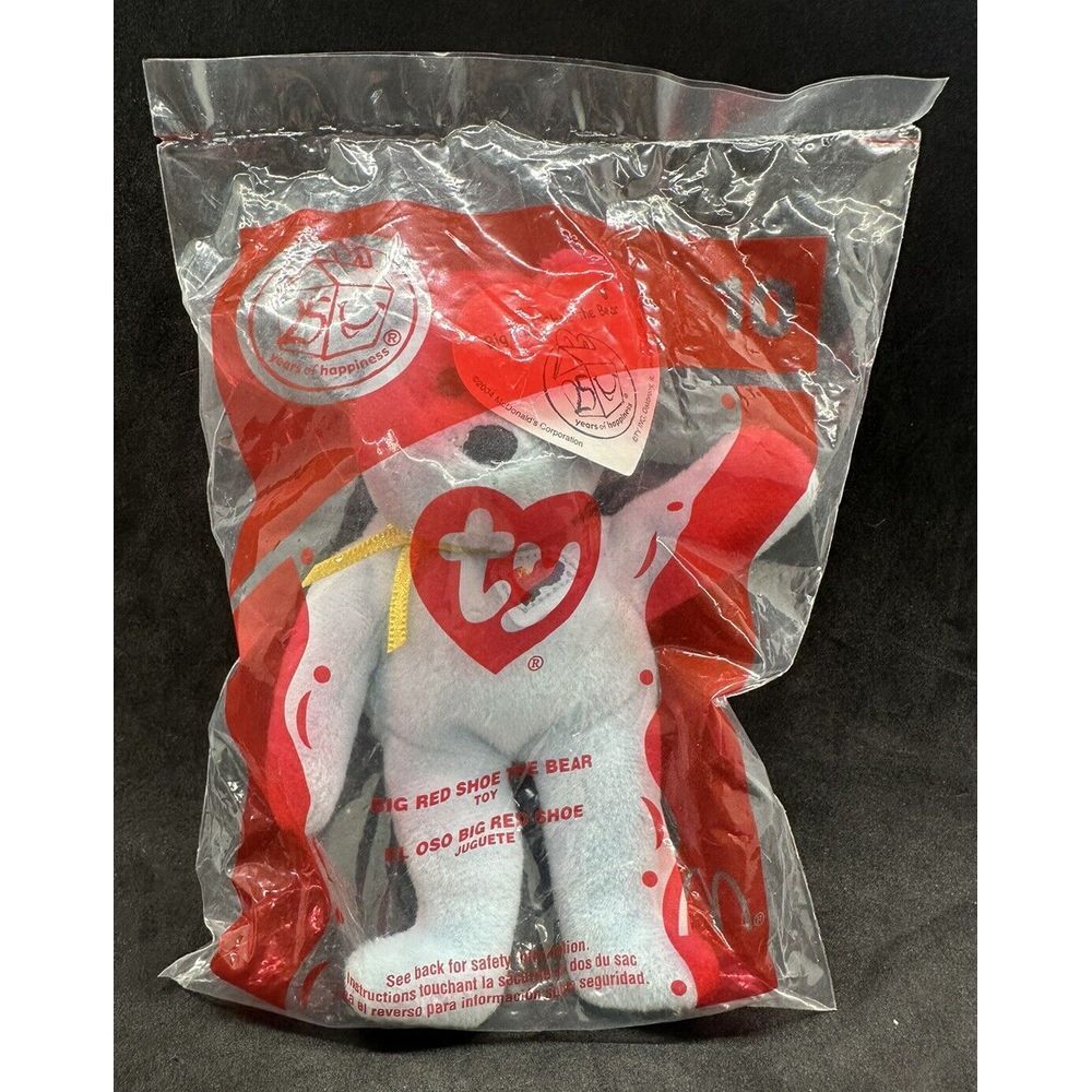 McDonalds Happy Meal Toy 2004 Ty Beanie Big Red‎ Shoe The Bear #10 New